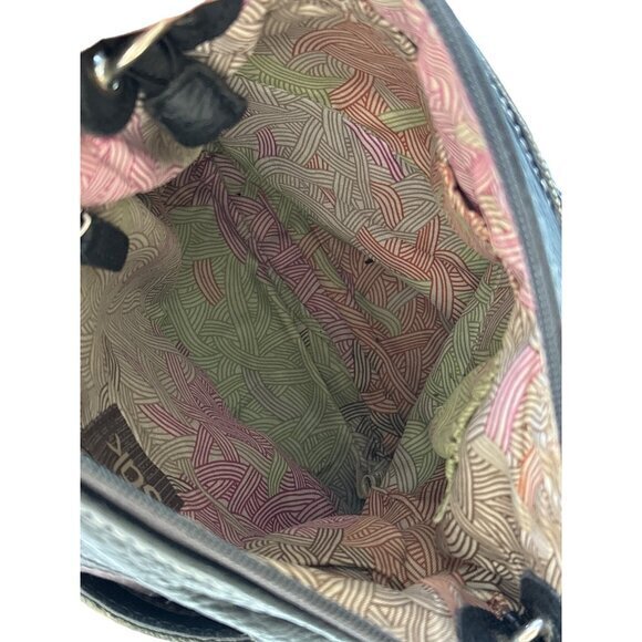 THE SAK Pebbled Genuine Leather‎ Black Crossbody Bag Zip Medium Sized - Picture 9 of 13